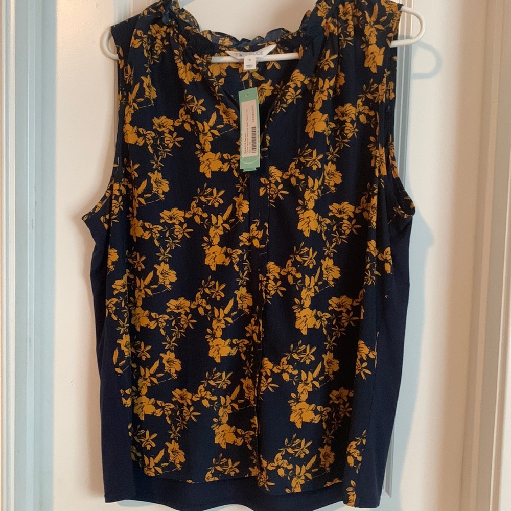 Market & Spruce Blue and Gold Tank Top NWT